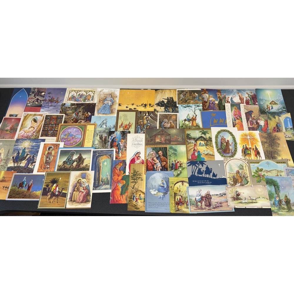 Vintage Christmas Cards Fronts ONLY Nativity Scrapbooking Crafts Lot of 50+